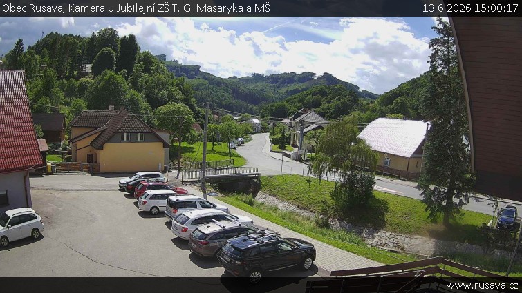 Obec Rusava - Kamera u Jubilejní ZŠ T. G. Masaryka a MŠ - 13.6.2026 v 15:00