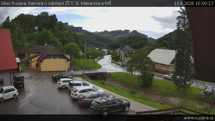 Obec Rusava - Kamera u Jubilejní ZŠ T. G. Masaryka a MŠ - 13.6.2026 v 16:00