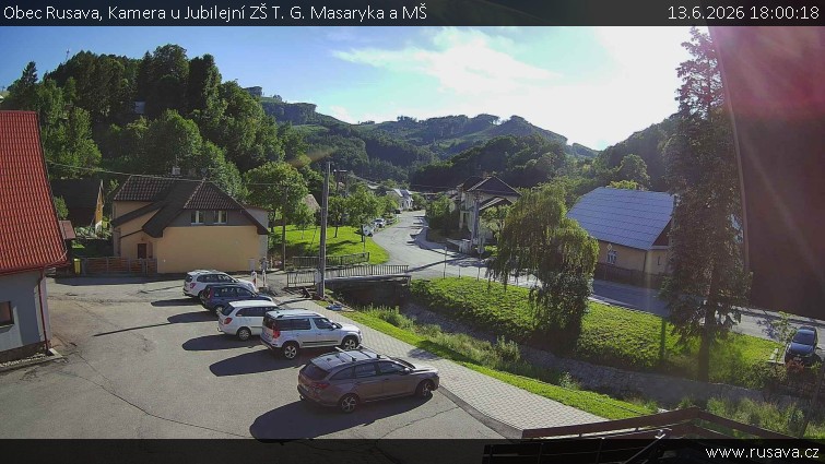 Obec Rusava - Kamera u Jubilejní ZŠ T. G. Masaryka a MŠ - 13.6.2026 v 18:00