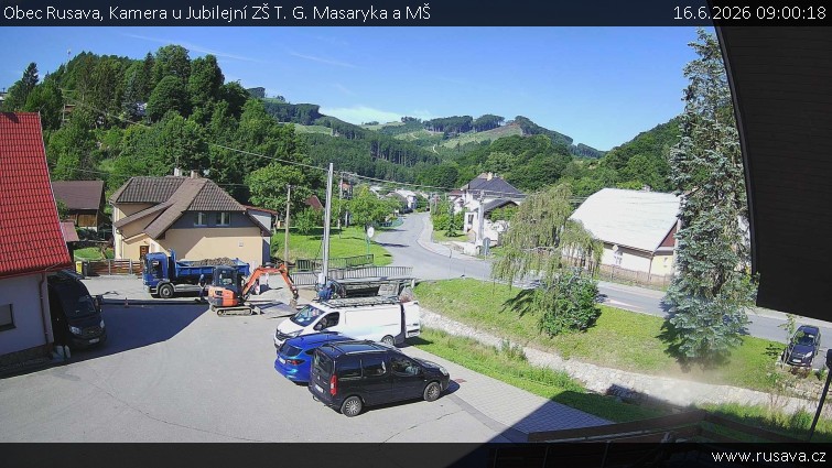 Obec Rusava - Kamera u Jubilejní ZŠ T. G. Masaryka a MŠ - 16.6.2026 v 09:00