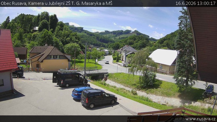 Obec Rusava - Kamera u Jubilejní ZŠ T. G. Masaryka a MŠ - 16.6.2026 v 13:00