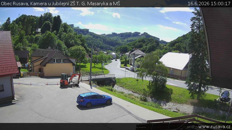 Obec Rusava - Kamera u Jubilejní ZŠ T. G. Masaryka a MŠ - 16.6.2026 v 15:00