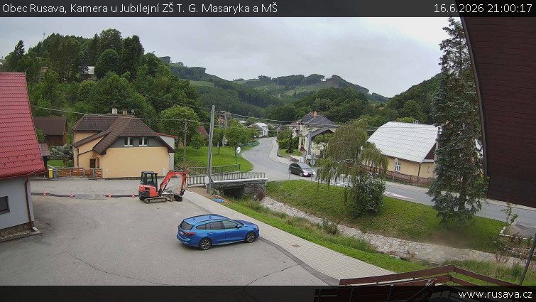 Gemeinde Rusava - Kamera bei der Jubiläums-Grundschule T. G. Masaryk und dem Kindergarten - 16.6.2026 v 21:00