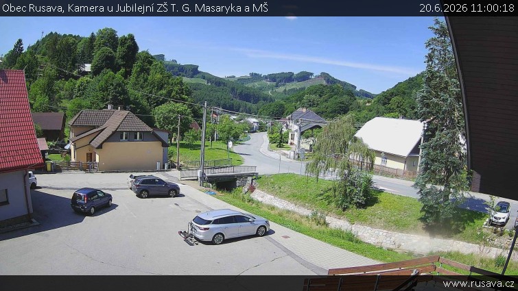 Obec Rusava - Kamera u Jubilejní ZŠ T. G. Masaryka a MŠ - 20.6.2026 v 11:00