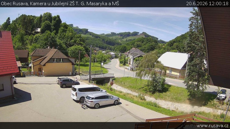 Obec Rusava - Kamera u Jubilejní ZŠ T. G. Masaryka a MŠ - 20.6.2026 v 12:00