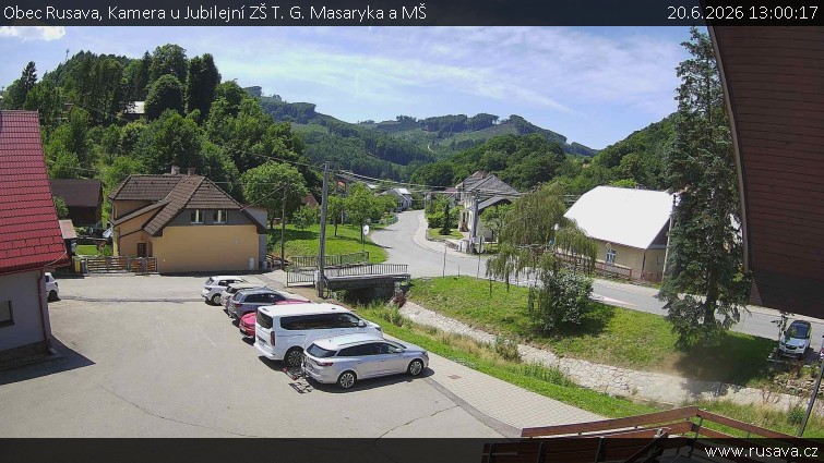 Obec Rusava - Kamera u Jubilejní ZŠ T. G. Masaryka a MŠ - 20.6.2026 v 13:00