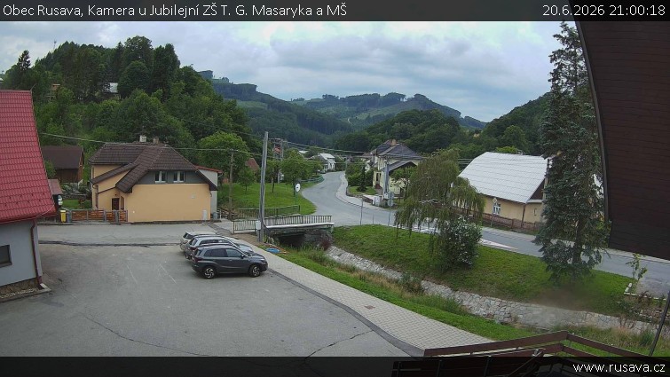 Obec Rusava - Kamera u Jubilejní ZŠ T. G. Masaryka a MŠ - 20.6.2026 v 21:00