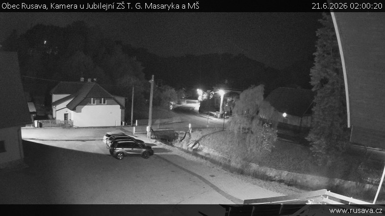 Obec Rusava - Kamera u Jubilejní ZŠ T. G. Masaryka a MŠ - 21.6.2026 v 02:00