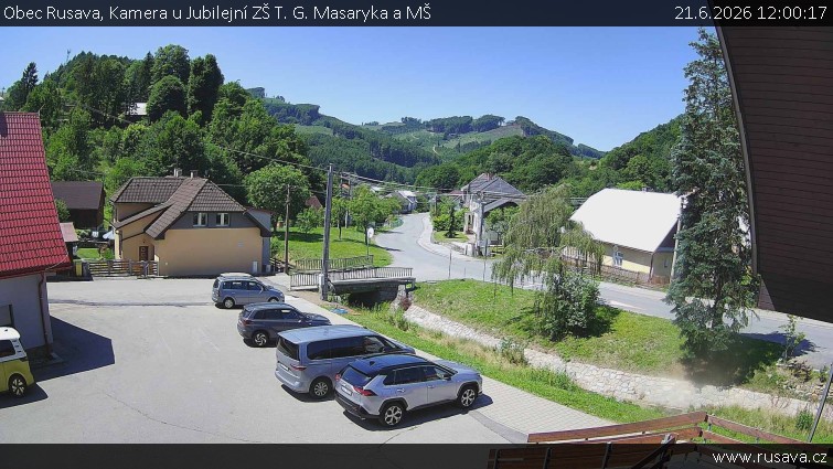 Obec Rusava - Kamera u Jubilejní ZŠ T. G. Masaryka a MŠ - 21.6.2026 v 12:00