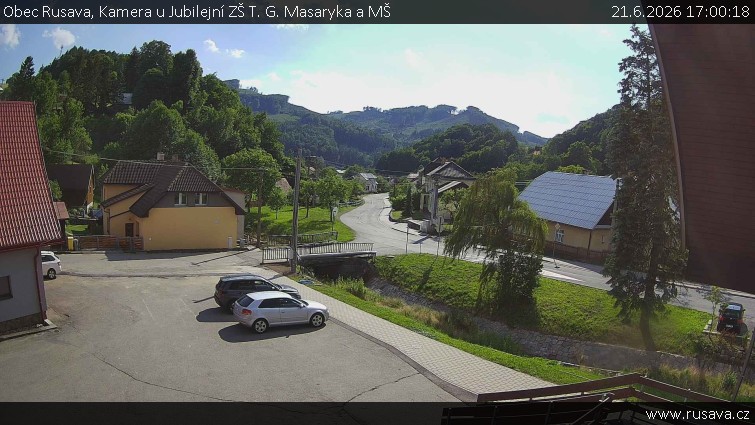 Obec Rusava - Kamera u Jubilejní ZŠ T. G. Masaryka a MŠ - 21.6.2026 v 17:00