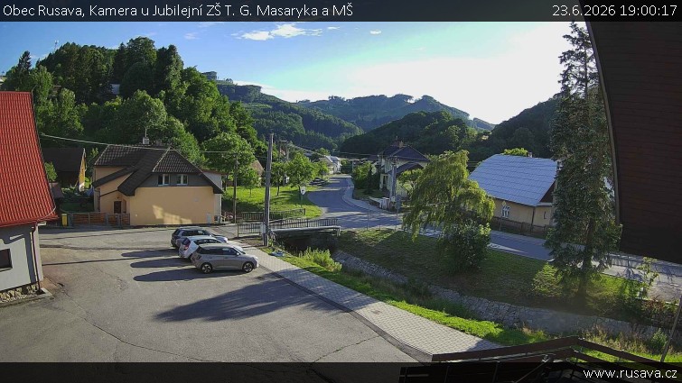 Obec Rusava - Kamera u Jubilejní ZŠ T. G. Masaryka a MŠ - 23.6.2026 v 19:00