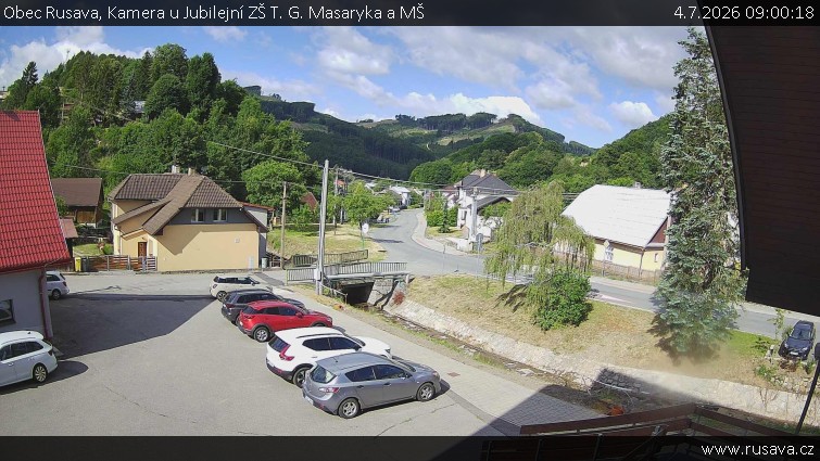 Obec Rusava - Kamera u Jubilejní ZŠ T. G. Masaryka a MŠ - 4.7.2026 v 09:00