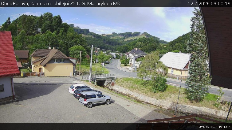 Obec Rusava - Kamera u Jubilejní ZŠ T. G. Masaryka a MŠ - 12.7.2026 v 09:00