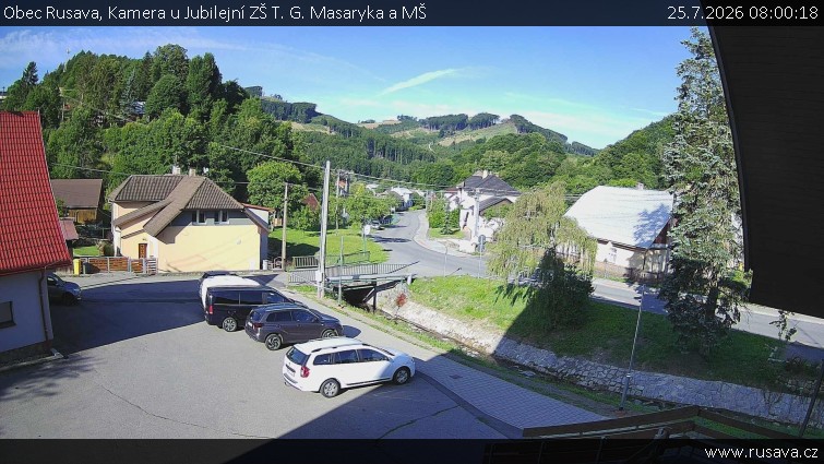 Obec Rusava - Kamera u Jubilejní ZŠ T. G. Masaryka a MŠ - 25.7.2026 v 08:00