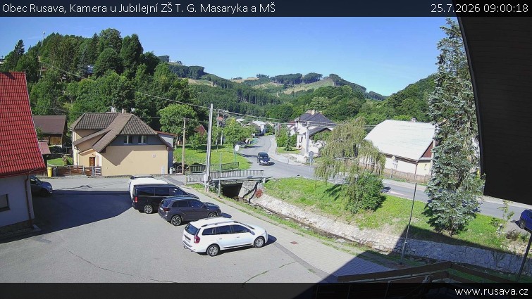 Obec Rusava - Kamera u Jubilejní ZŠ T. G. Masaryka a MŠ - 25.7.2026 v 09:00