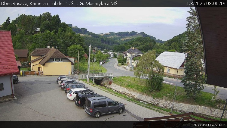Municipality of Rusava - Camera at the Jubilee Primary School of T. G. Masaryk and Kindergarten - 1.8.2026 v 08:00