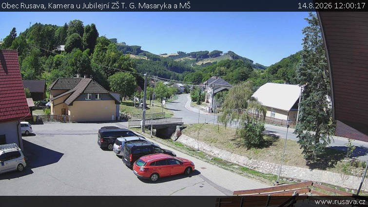 Obec Rusava - Kamera u Jubilejní ZŠ T. G. Masaryka a MŠ - 14.8.2026 v 12:00