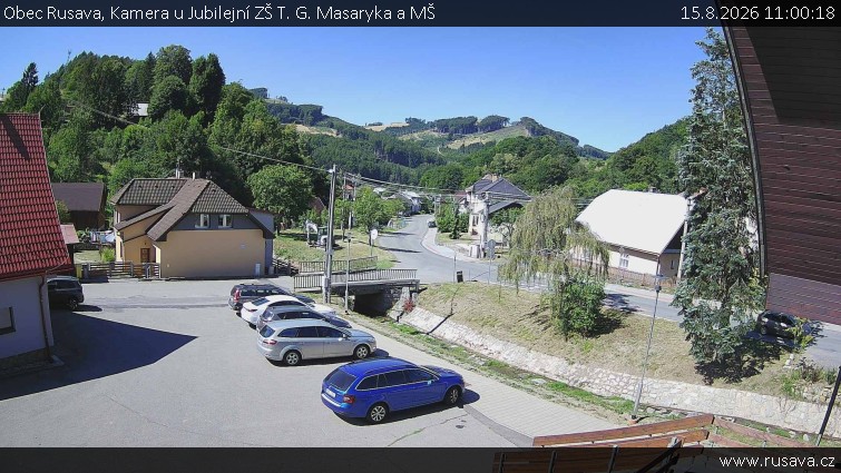 Obec Rusava - Kamera u Jubilejní ZŠ T. G. Masaryka a MŠ - 15.8.2026 v 11:00