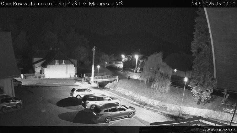 Obec Rusava - Kamera u Jubilejní ZŠ T. G. Masaryka a MŠ - 14.9.2026 v 05:00