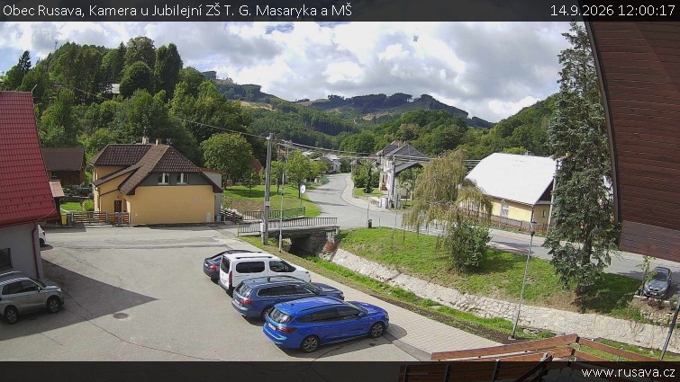 Obec Rusava - Kamera u Jubilejní ZŠ T. G. Masaryka a MŠ - 14.9.2026 v 12:00