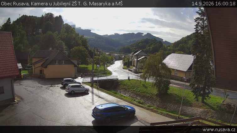 Obec Rusava - Kamera u Jubilejní ZŠ T. G. Masaryka a MŠ - 14.9.2026 v 16:00