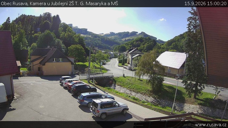 Obec Rusava - Kamera u Jubilejní ZŠ T. G. Masaryka a MŠ - 15.9.2026 v 15:00