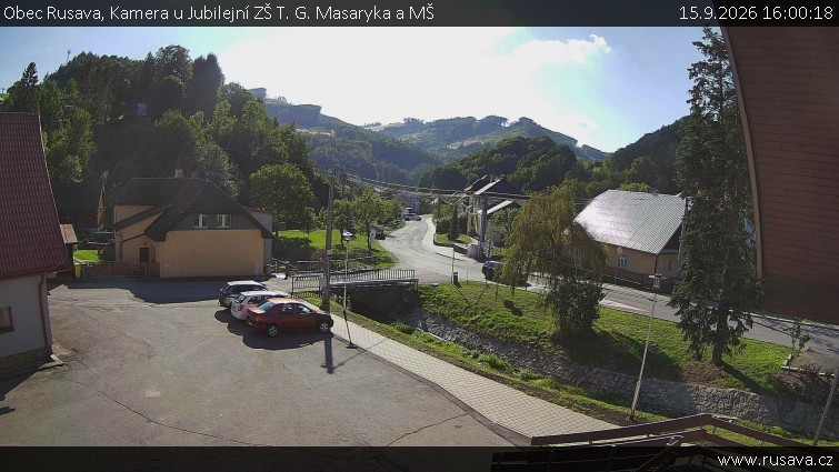 Obec Rusava - Kamera u Jubilejní ZŠ T. G. Masaryka a MŠ - 15.9.2026 v 16:00