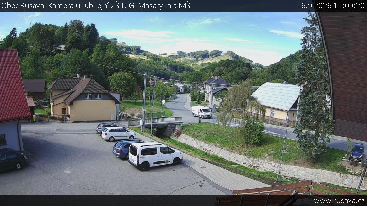Obec Rusava - Kamera u Jubilejní ZŠ T. G. Masaryka a MŠ - 16.9.2026 v 11:00