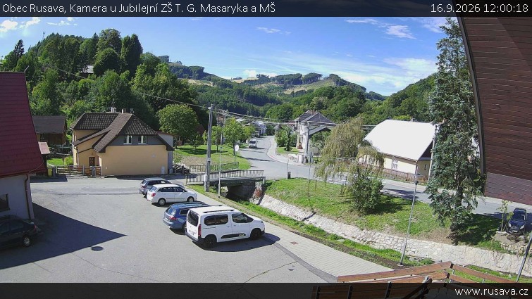 Obec Rusava - Kamera u Jubilejní ZŠ T. G. Masaryka a MŠ - 16.9.2026 v 12:00