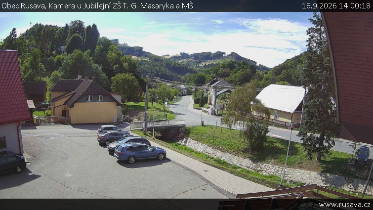Obec Rusava - Kamera u Jubilejní ZŠ T. G. Masaryka a MŠ - 16.9.2026 v 14:00