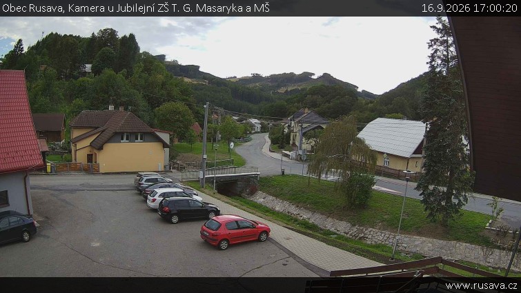 Obec Rusava - Kamera u Jubilejní ZŠ T. G. Masaryka a MŠ - 16.9.2026 v 17:00