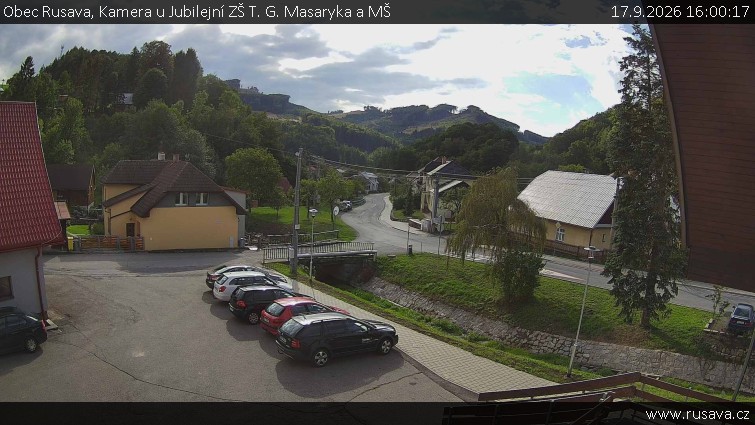Obec Rusava - Kamera u Jubilejní ZŠ T. G. Masaryka a MŠ - 17.9.2026 v 16:00
