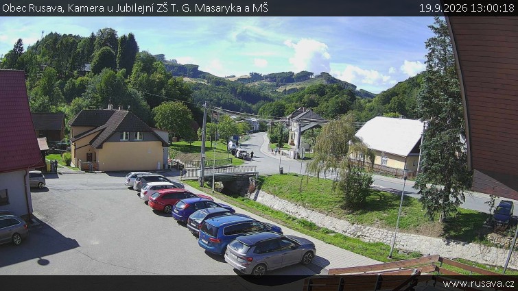 Obec Rusava - Kamera u Jubilejní ZŠ T. G. Masaryka a MŠ - 19.9.2026 v 13:00