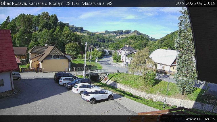 Obec Rusava - Kamera u Jubilejní ZŠ T. G. Masaryka a MŠ - 20.9.2026 v 09:00