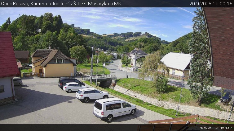 Obec Rusava - Kamera u Jubilejní ZŠ T. G. Masaryka a MŠ - 20.9.2026 v 11:00