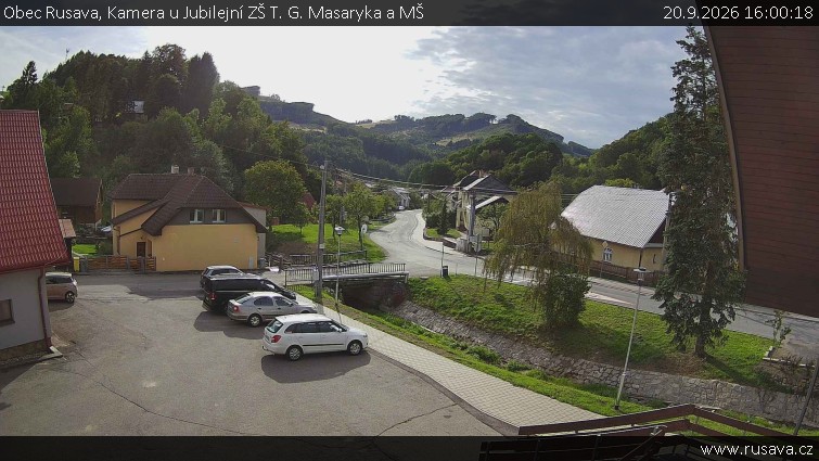 Obec Rusava - Kamera u Jubilejní ZŠ T. G. Masaryka a MŠ - 20.9.2026 v 16:00