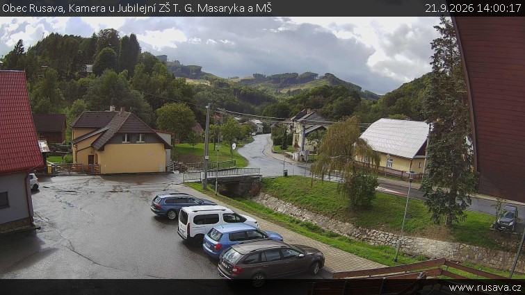 Obec Rusava - Kamera u Jubilejní ZŠ T. G. Masaryka a MŠ - 21.9.2026 v 14:00