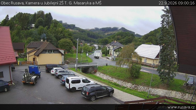 Obec Rusava - Kamera u Jubilejní ZŠ T. G. Masaryka a MŠ - 22.9.2026 v 09:00