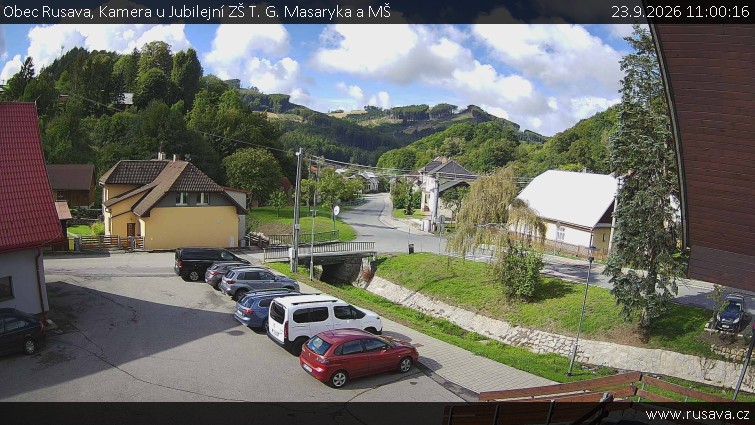 Obec Rusava - Kamera u Jubilejní ZŠ T. G. Masaryka a MŠ - 23.9.2026 v 11:00