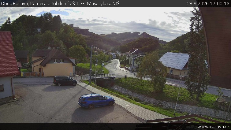 Obec Rusava - Kamera u Jubilejní ZŠ T. G. Masaryka a MŠ - 23.9.2026 v 17:00