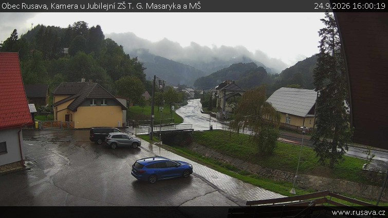 Obec Rusava - Kamera u Jubilejní ZŠ T. G. Masaryka a MŠ - 24.9.2026 v 16:00