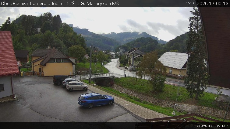 Obec Rusava - Kamera u Jubilejní ZŠ T. G. Masaryka a MŠ - 24.9.2026 v 17:00