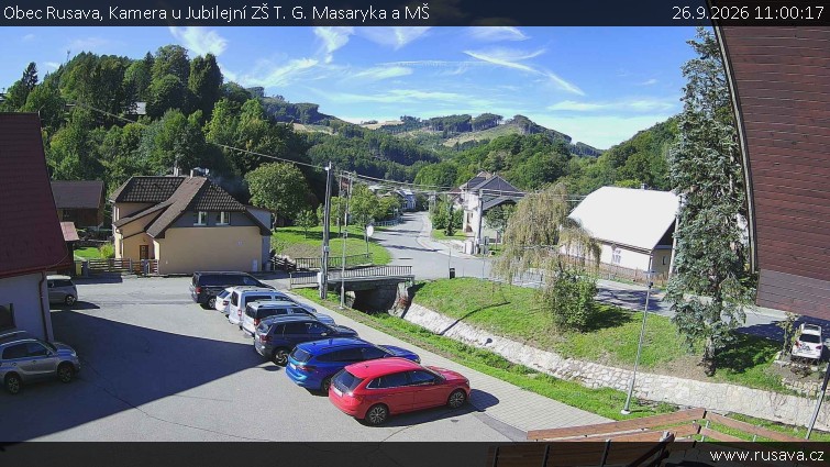 Obec Rusava - Kamera u Jubilejní ZŠ T. G. Masaryka a MŠ - 26.9.2026 v 11:00