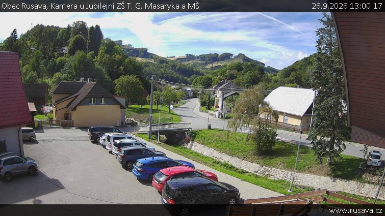 Obec Rusava - Kamera u Jubilejní ZŠ T. G. Masaryka a MŠ - 26.9.2026 v 13:00