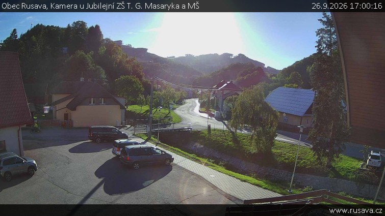Obec Rusava - Kamera u Jubilejní ZŠ T. G. Masaryka a MŠ - 26.9.2026 v 17:00