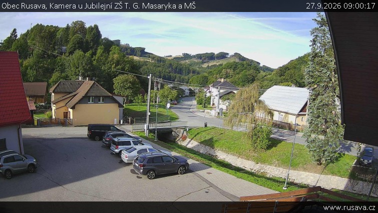 Obec Rusava - Kamera u Jubilejní ZŠ T. G. Masaryka a MŠ - 27.9.2026 v 09:00