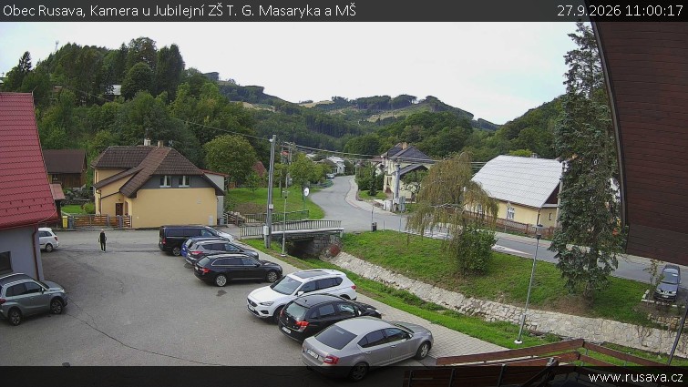Obec Rusava - Kamera u Jubilejní ZŠ T. G. Masaryka a MŠ - 27.9.2026 v 11:00