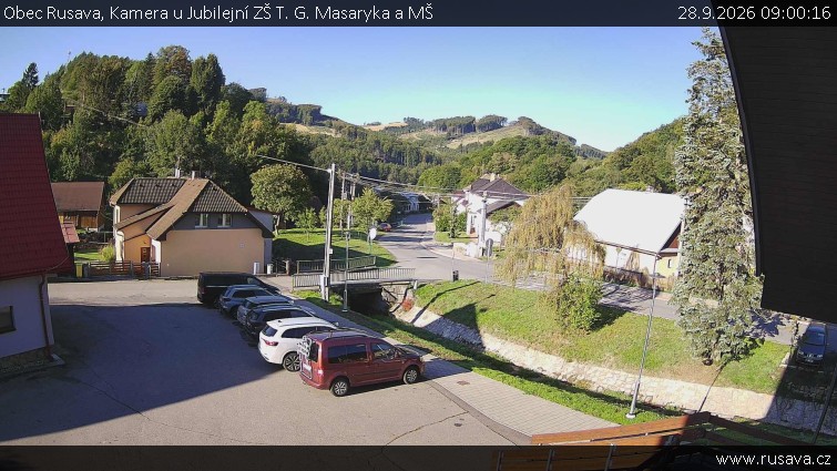 Obec Rusava - Kamera u Jubilejní ZŠ T. G. Masaryka a MŠ - 28.9.2026 v 09:00