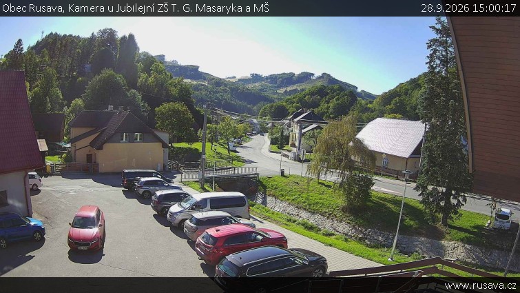 Obec Rusava - Kamera u Jubilejní ZŠ T. G. Masaryka a MŠ - 28.9.2026 v 15:00