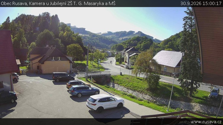 Obec Rusava - Kamera u Jubilejní ZŠ T. G. Masaryka a MŠ - 30.9.2026 v 15:00